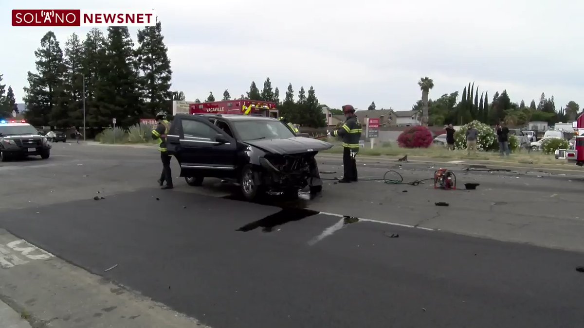 Two people injured, one transported to the hospital after major crash shuts down Elmira Road at Edwin Drive in Vacaville