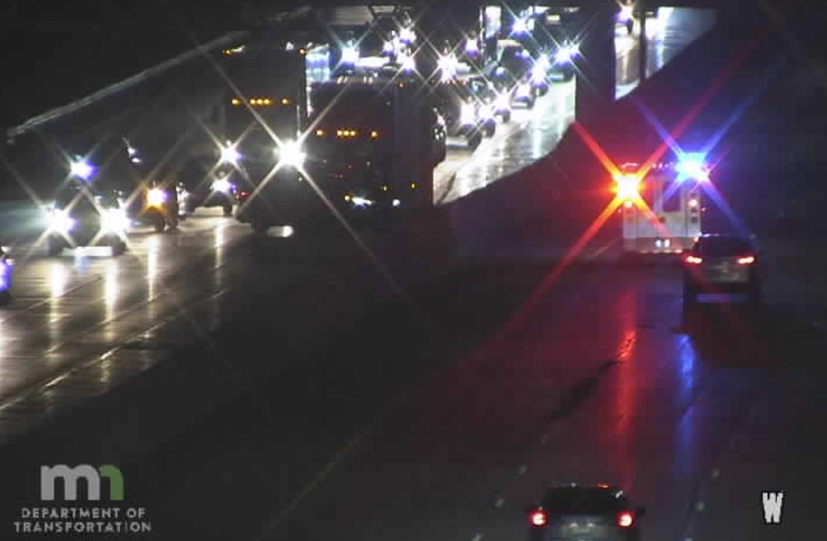 BRIGHTON: Units on scene of a semi vs. passenger vehicle crash on eastbound I-694, west of I-35W. - An officer on scene reports the driver of the passenger vehicle had minor injuries from airbag deployment