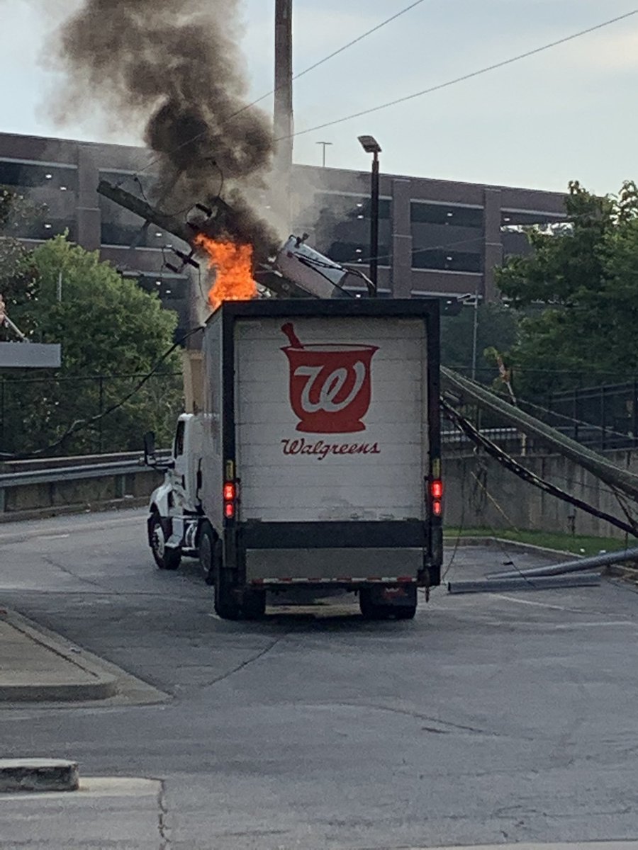 This is how a big rig caught fire in a parking lot off of North Druid Hills Rd west of Briarcliff Rd in DeKalb County this morning
