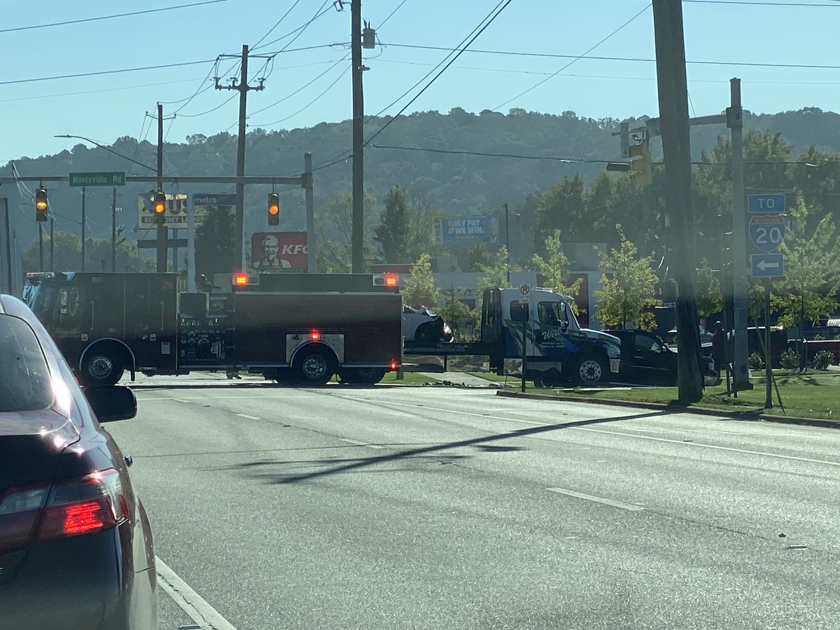 Automobile accident on corner of Crestwood Blvd & Montevallo Rd - emergency vehicles on scene