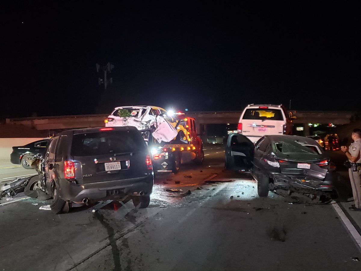 Yucaipa Firefighters are on scene of a 6 car traffic collision with a total of 10 patients, 2 vehicles required extrication. E/B 10 Fwy x 16th st.