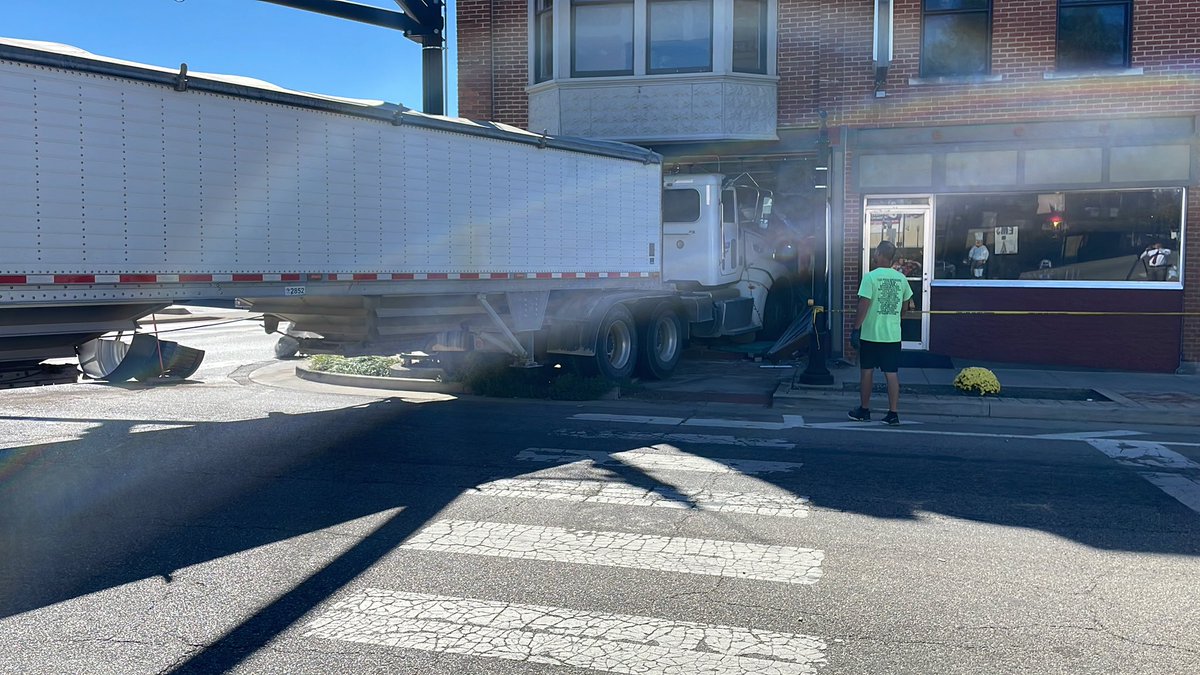 Crews are beginning to pull the truck out of the restaurant