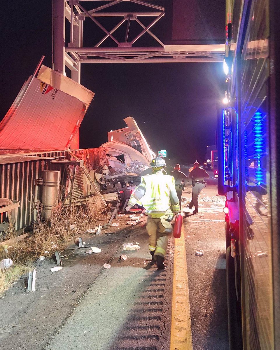 A tractor-trailer carrying water bottles crashed into a sign support structure on I-84 near Middletown Monday morning, according to NYSP. Clean-up will take hours. Expect delays. No word on the driver's condition.
