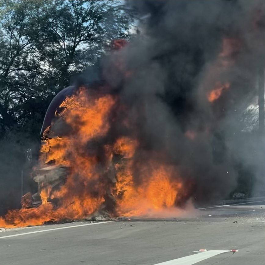 The Tucson Fire Department responded to a vehicle fire at I-10 and Wilmot. A semi without a trailer caught fire on the westbound frontage road shortly after the driver had filled up with diesel, about 110 gallons total.Battalion 4,