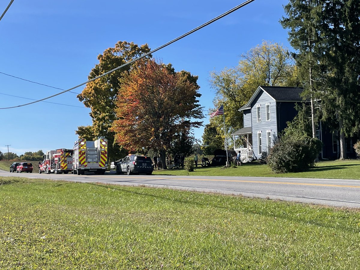 @monroesheriffny and @BrockportFDPIO on scene of a crash on West Sweden Road in the Town of Sweden.