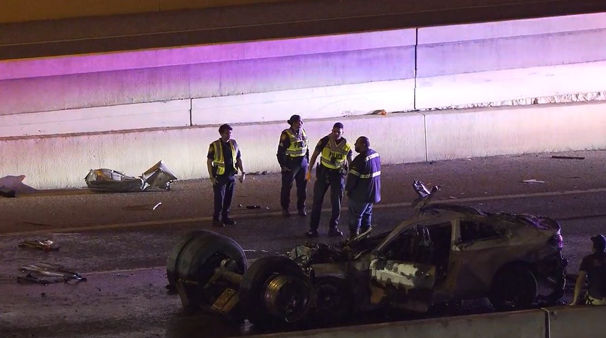 FATAL 18-WHEELER CRASH     One man is dead after a BMW crashed into the rear of a tanker trailer, catching fire on US Highway 281