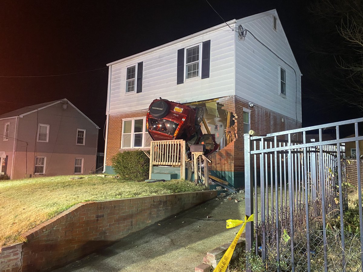 CAR FLIPS OVER, FLIES INTO FRONT PORCH OF A HOME: 6900 block of Riggs Rd in Chillum— this time, it was the next door neighbor’s home that was struck by a flying car. Injuries amazingly are minor