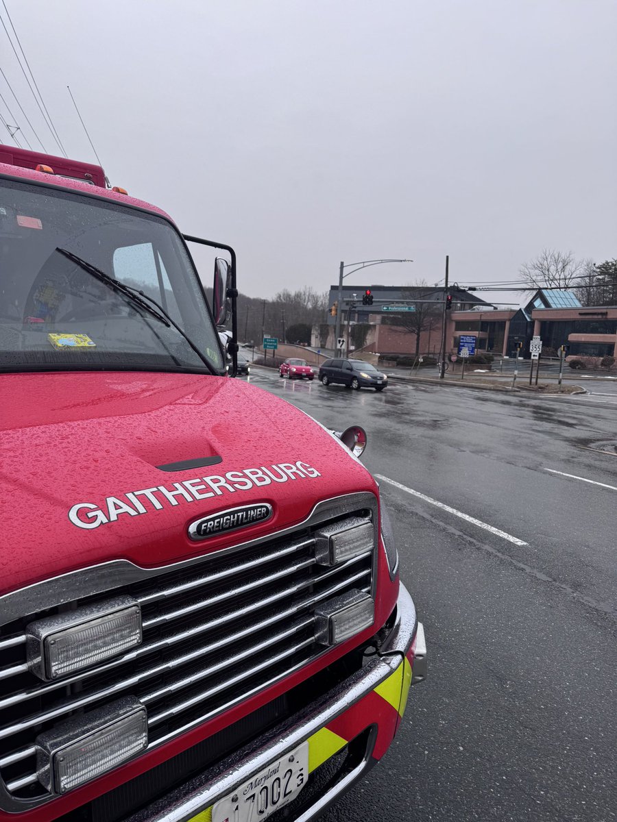 Rt355 at Professional Dr, Gaithersburg, collision.  @mcfrs on scene, Minor injuries.  Roads are wet &amp; slippery. Some lanes blocked.