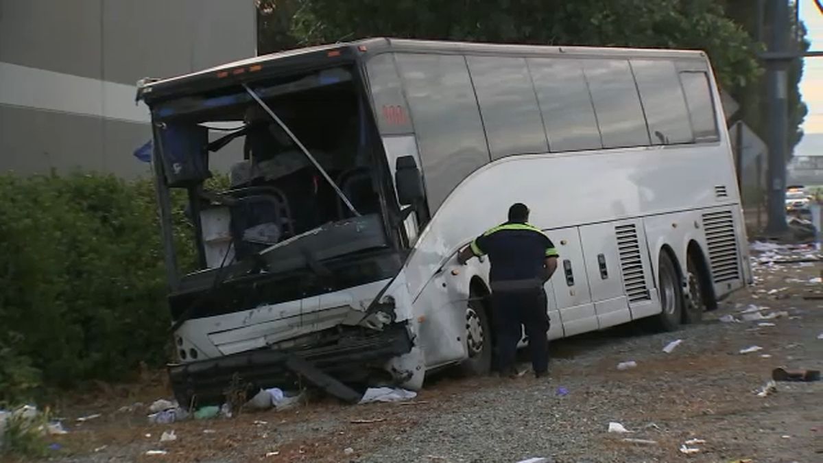 1 dead, dozens injured in fiery crash between tour bus and SUV in Los Angeles County: officials