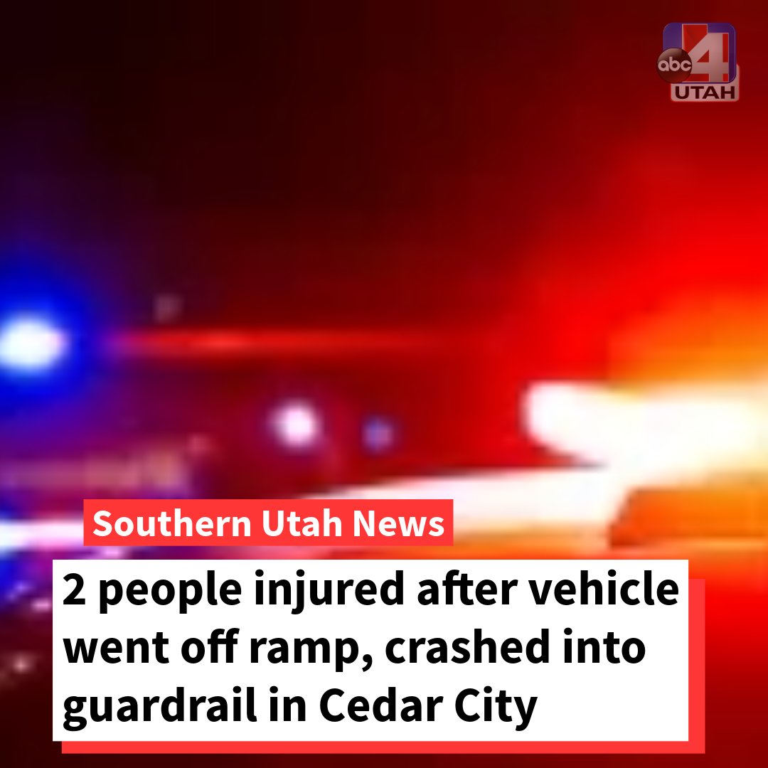 Two people are injured after a crash in Cedar City on Monday evening