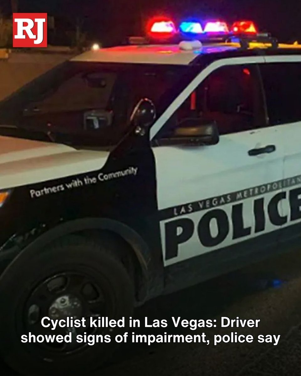 A bicyclist was struck by a vehicle and killed Friday night in Las Vegas, according to police