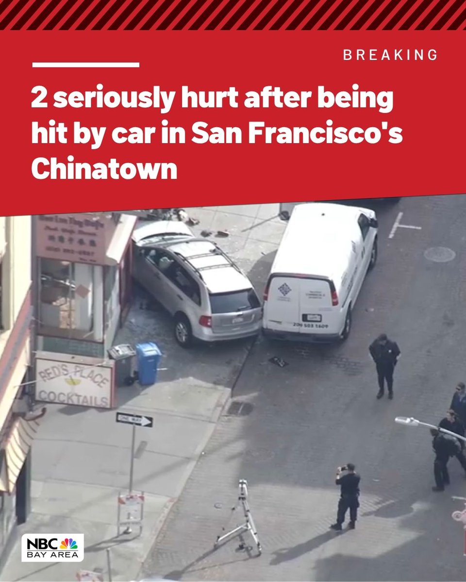 A driver struck two people and a building in San Francisco's Chinatown, the fire department says. The two people who were hit were taken to the hospital with serious injuries