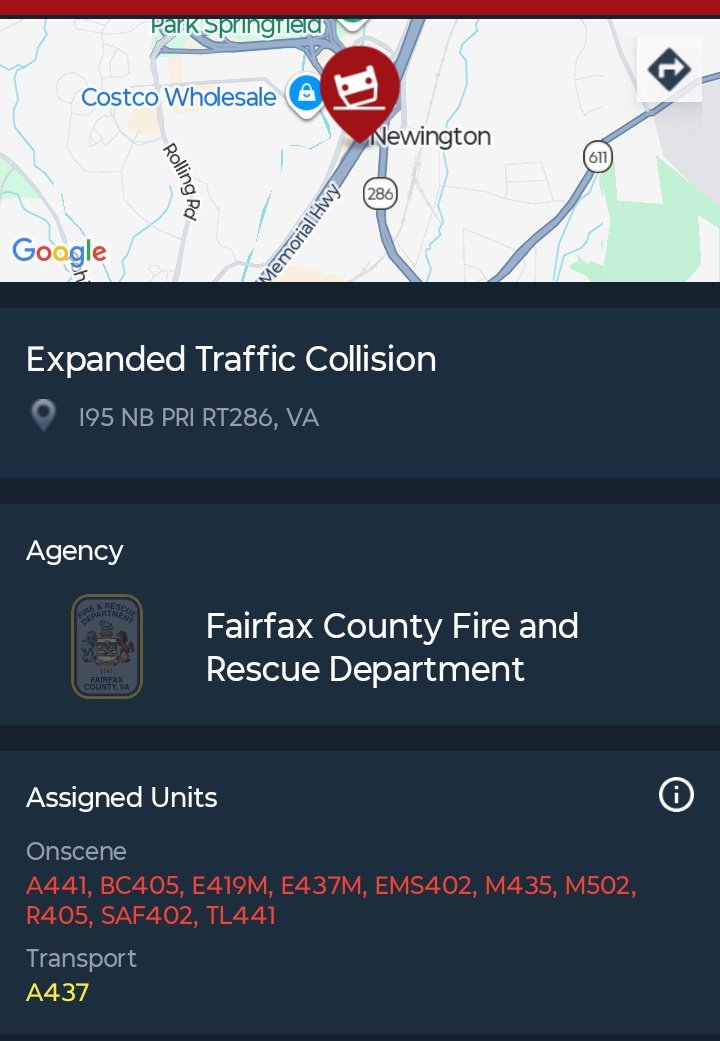 Two dead and one critically burned in car crash with fire and entrapment on I-95 in Fairfax County