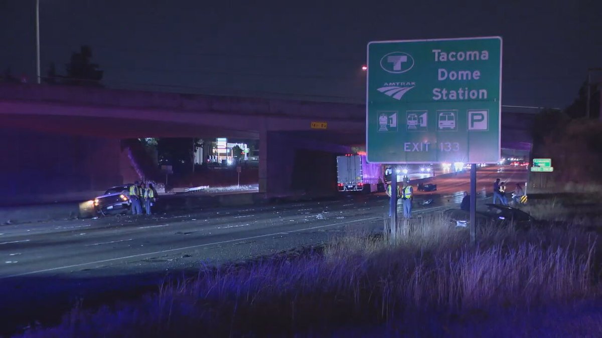 A crash involving 8 vehicles had the northbound lanes of Interstate 5 shut down in Tacoma for hours. Initial reports state the chain reaction crash happened after a vehicle struck a light pole and crossed into oncoming traffic.