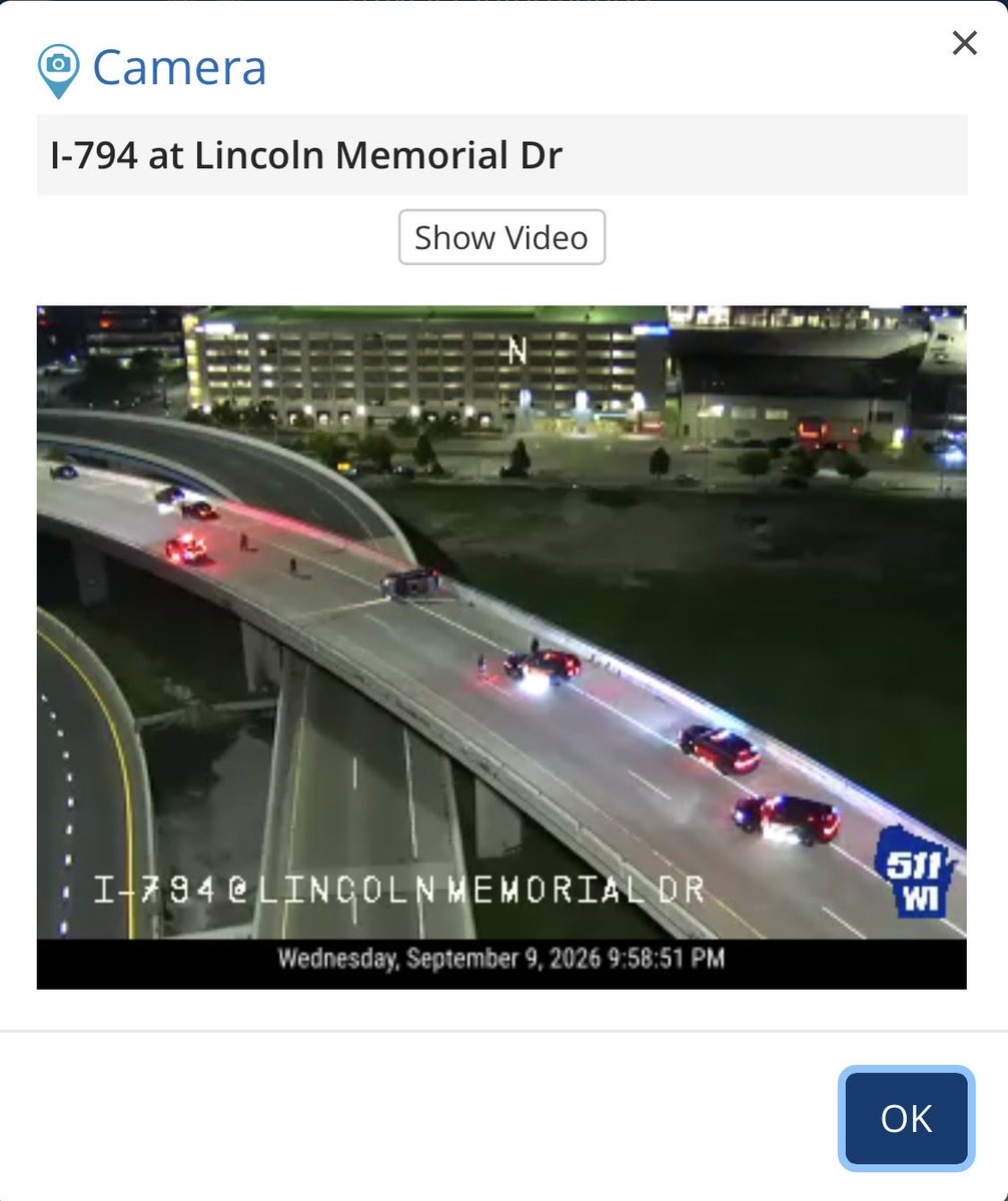 Milwaukee WI - Northbound I-794 / Lincoln Memorial Dr - Rollover accident blocking the ramp