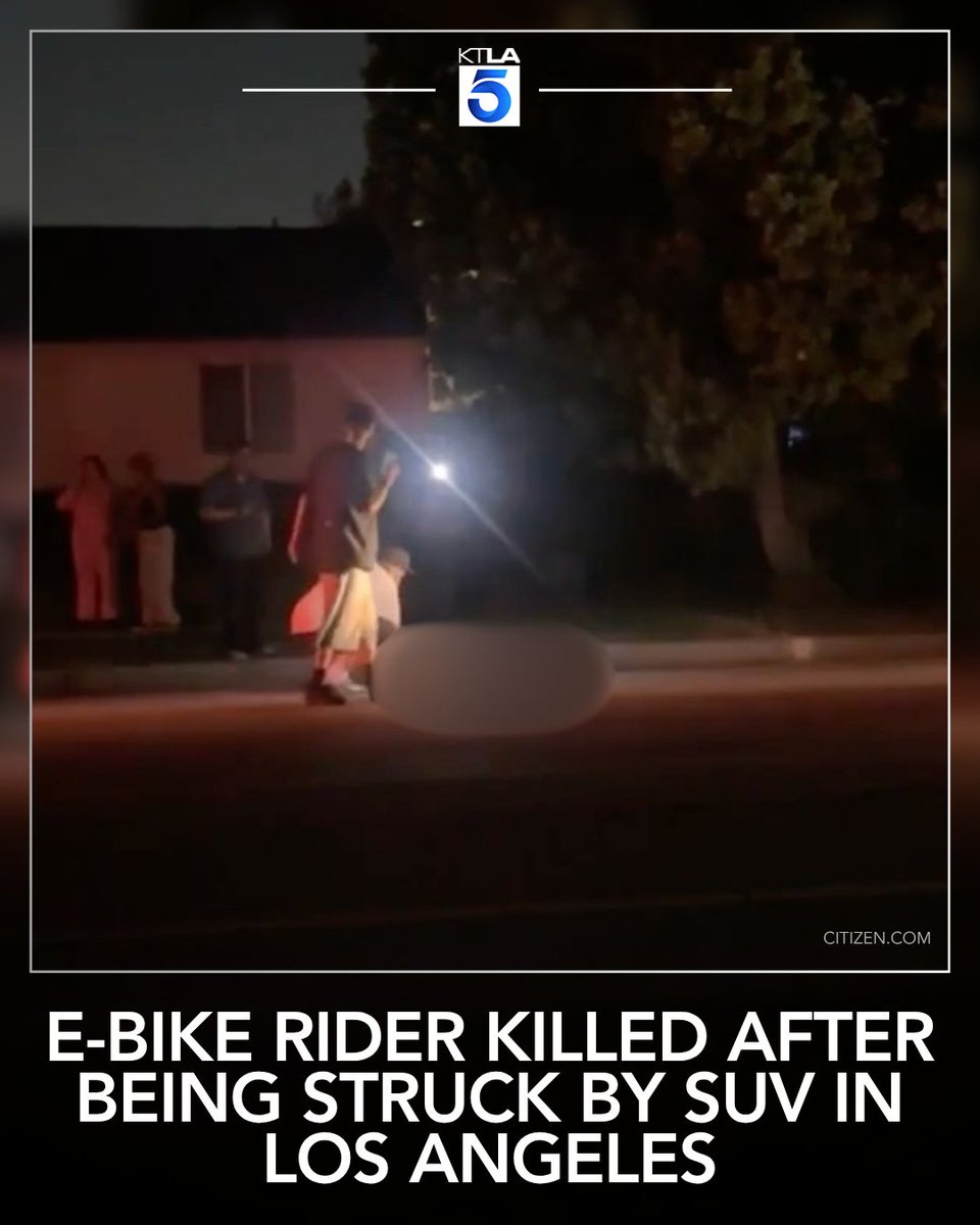An e-bike rider was killed after being struck by an SUV in Los Angeles' Arleta neighborhood early Sunday morning, authorities said