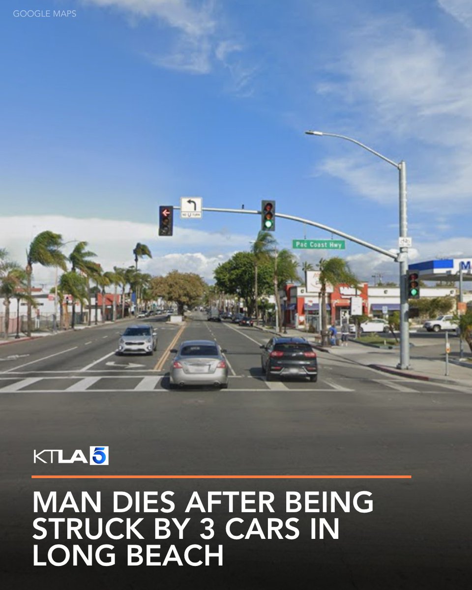 A pedestrian was killed after being struck by three vehicles in Long Beach