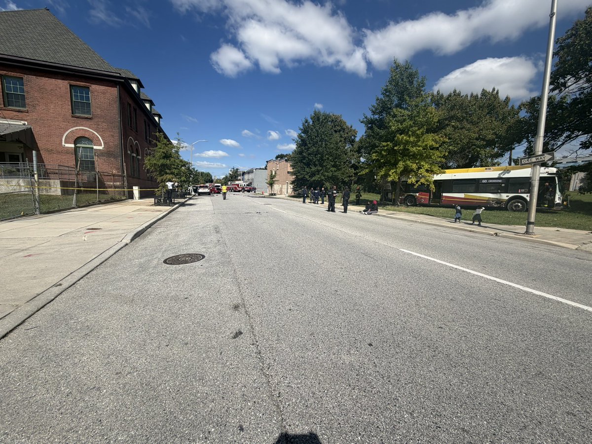 Baltimore Police, @BaltimoreFire and @mtamaryland are on scene of a crash involving a vehicle and a MTA bus in the 1500 block of N. Wolfe Street with multiple victims. Both E. Oliver and N. Wolfe Streets are closed.