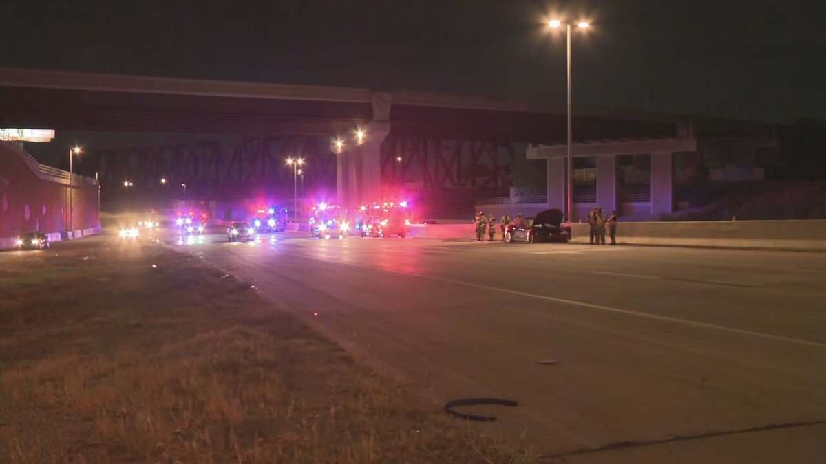Oklahoma City firefighters responded to an early morning car fire after a Tesla driver missed a turn and drove over the median