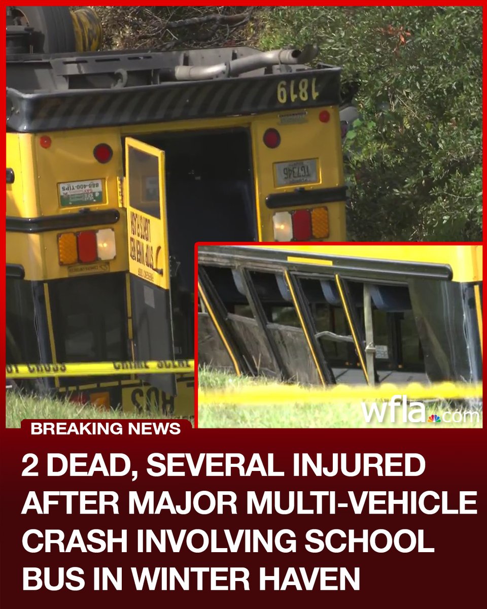 Two people are dead and several are injured after a major multi-vehicle crash involving a school bus in Winter Haven